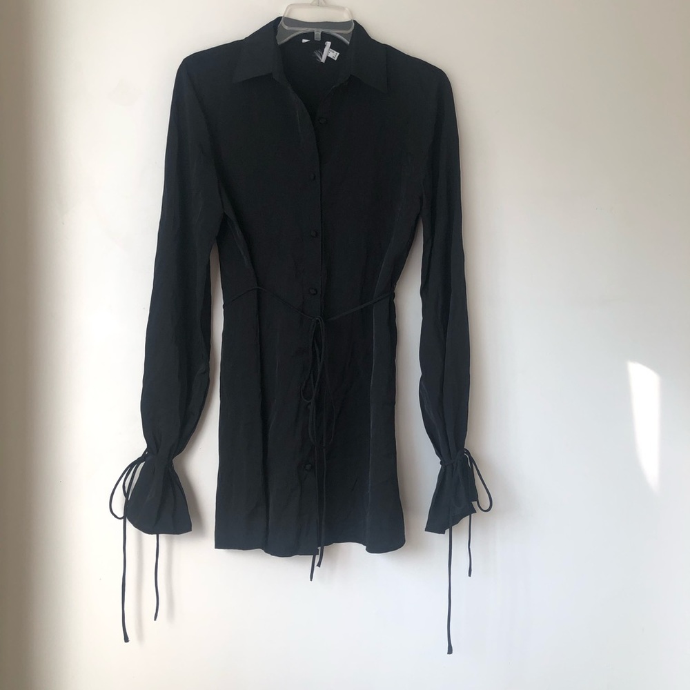 Princess Polly Forbidden Black Mini Shirt Dress 2 - Picture 6 of 9